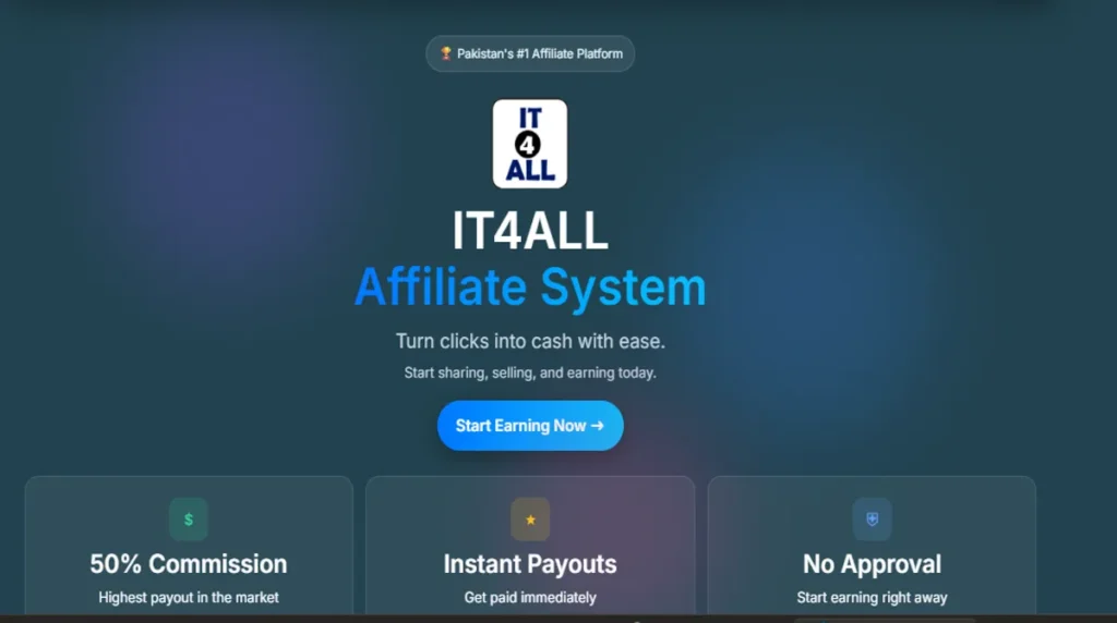 New Earning Opportunity IT 4 All Launches New Affiliate Platform in Pakistan — Earn with 50% Commission